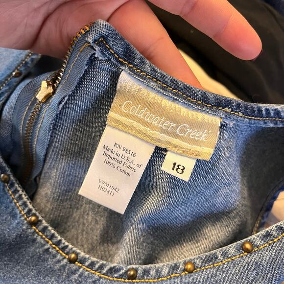 Y2K 2000s Creek Denim Jumper Maxi Dress Stud Detail Plus Sz 18 Cottagecore - Picture 9 of 10